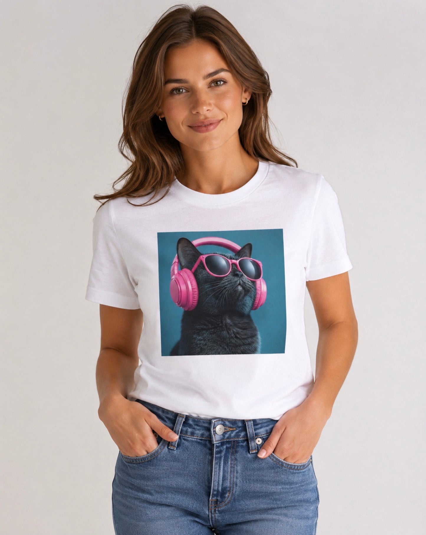 Chat noir fond bleu