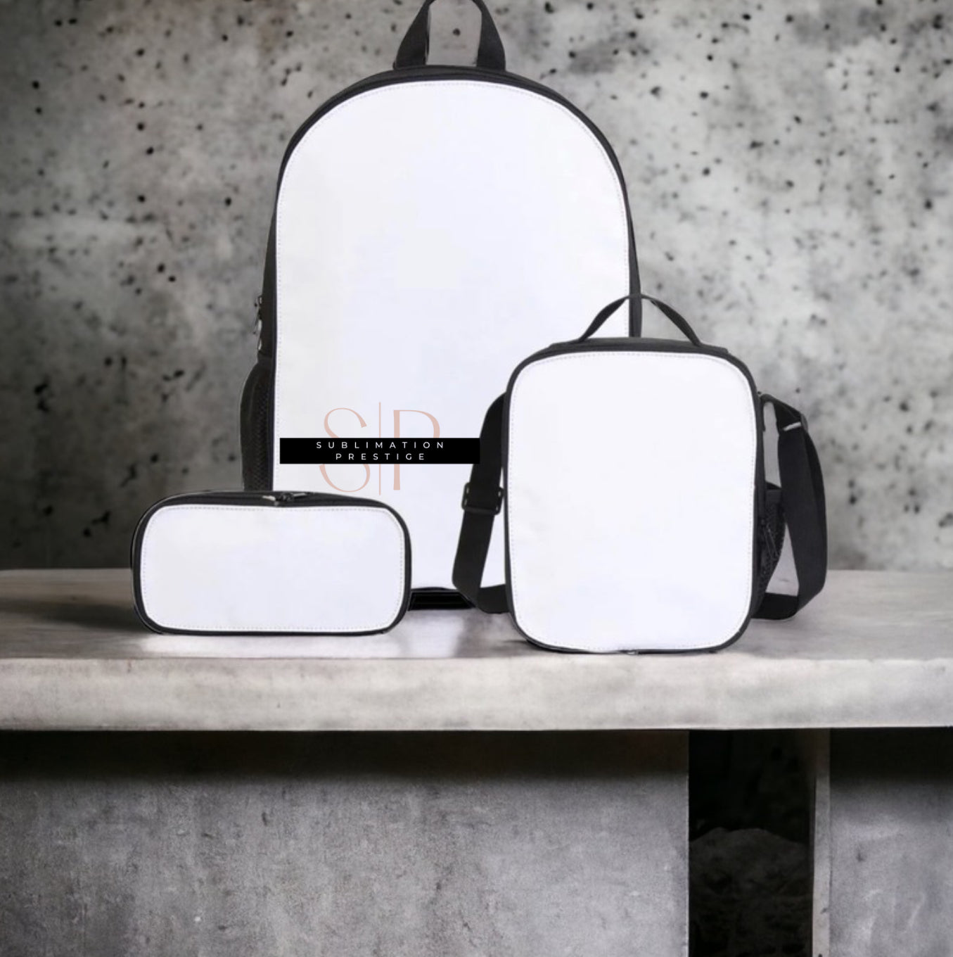 Trio sac école noir pour sublimation.
