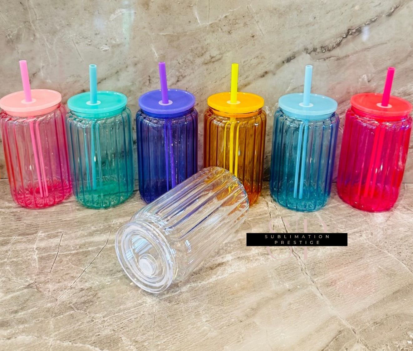 Verre de 16 onces en verre texturé à l'intérieur pour sublimation et UVDTF.