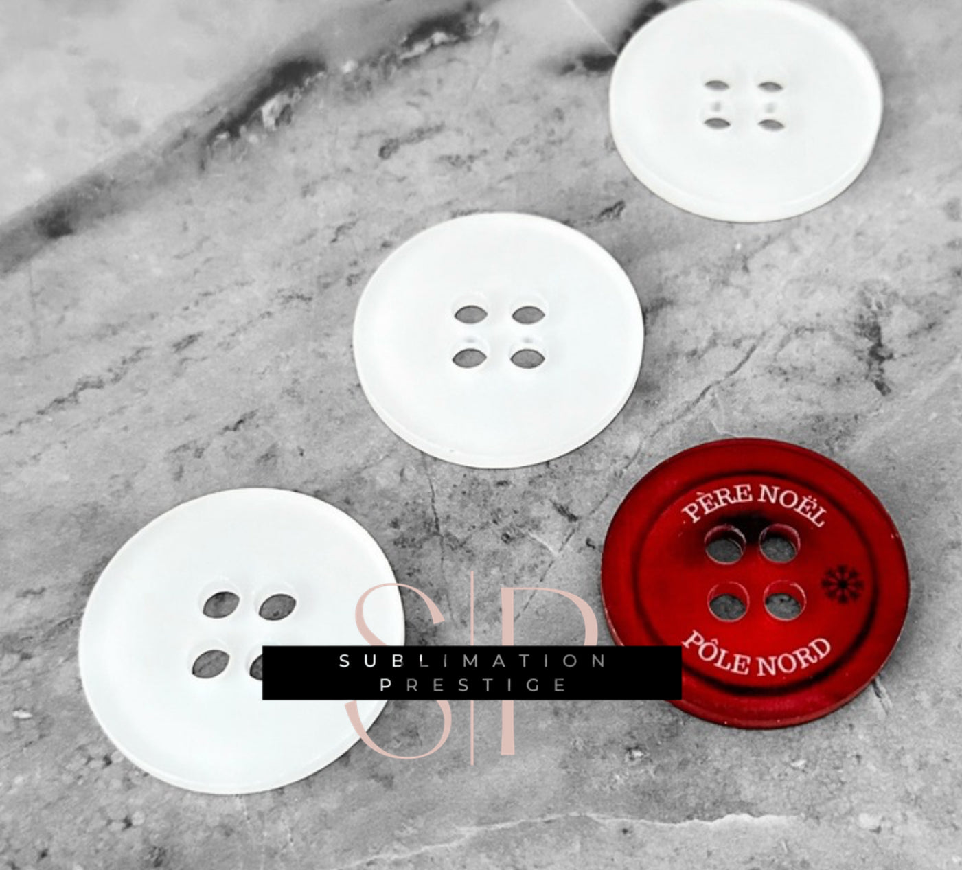 Bouton du Père Noël en acrylique – 1.5” x 1.5” Pour sublimation