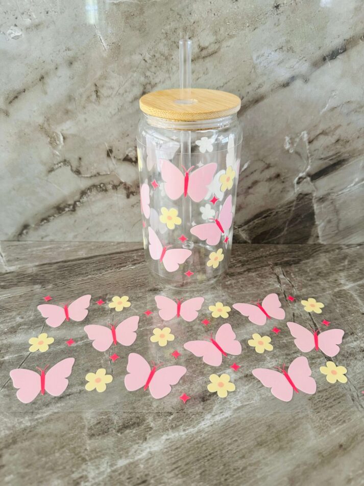 UVDTF papillon et fleurs jaune.32