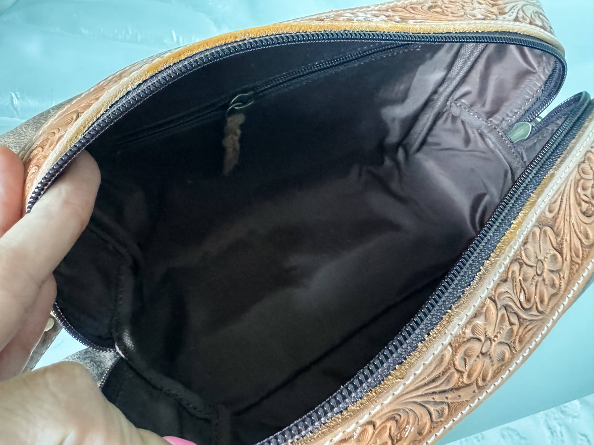 Trousse de toilette en cuir véritable