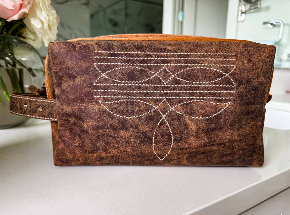 Trousse de toilette en cuir véritable