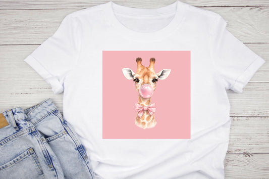 🦒💗 Chandail  , Girafe chic et bubble gum 💗🦒