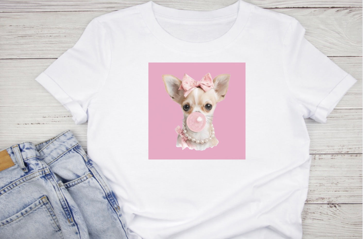 🎀 Chandail. Chihuahua chic et  bubble gum 🎀