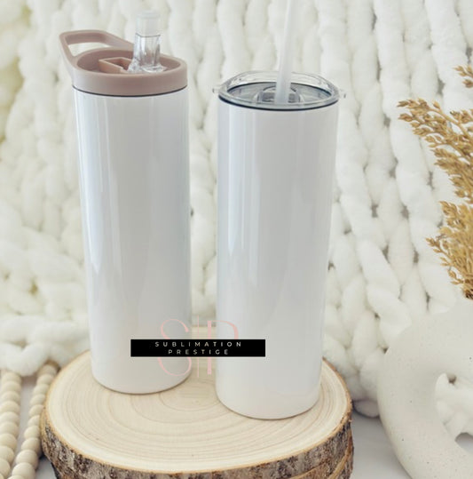Tumbler 20 onces double couvercles vissable beige  , pour sublimation.
