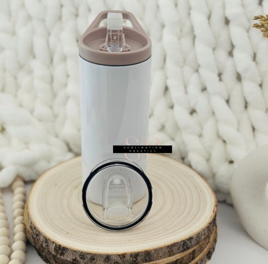 Tumbler régulier beige double couvercles , 15 oz,  pour sublimation.
