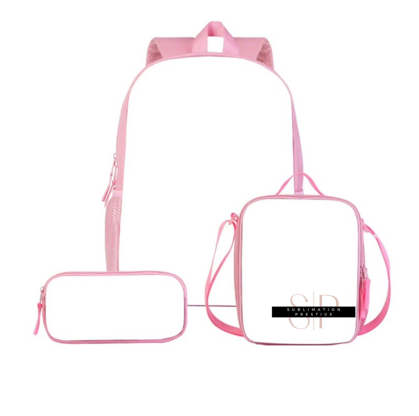 Trio sac école pour sublimation. Rose.