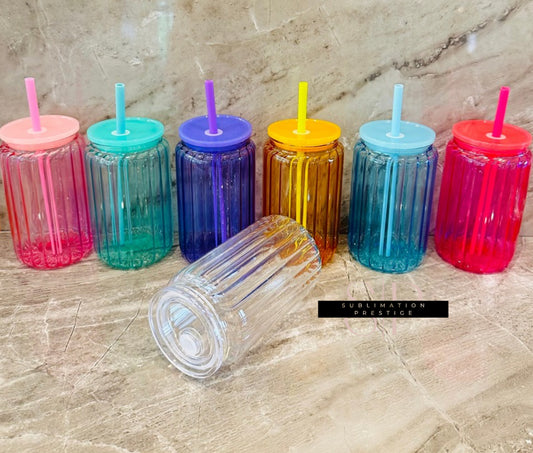 Verre de 16 onces en verre texturé à l'intérieur pour sublimation et UVDTF.