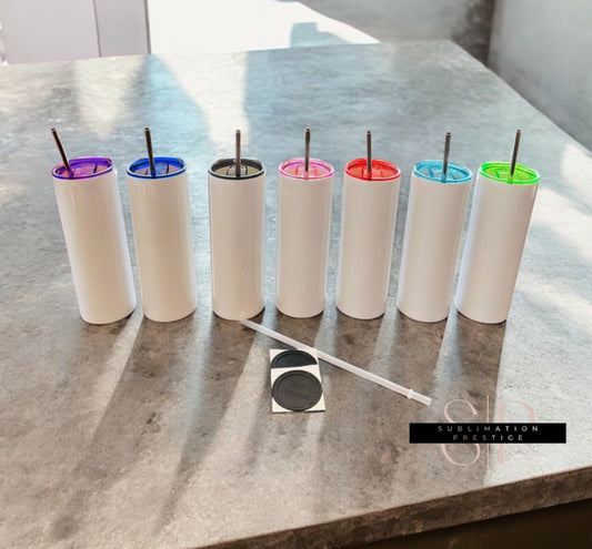 Tumbler 20 onces - Couvercle de couleur varié, pour sublimation .