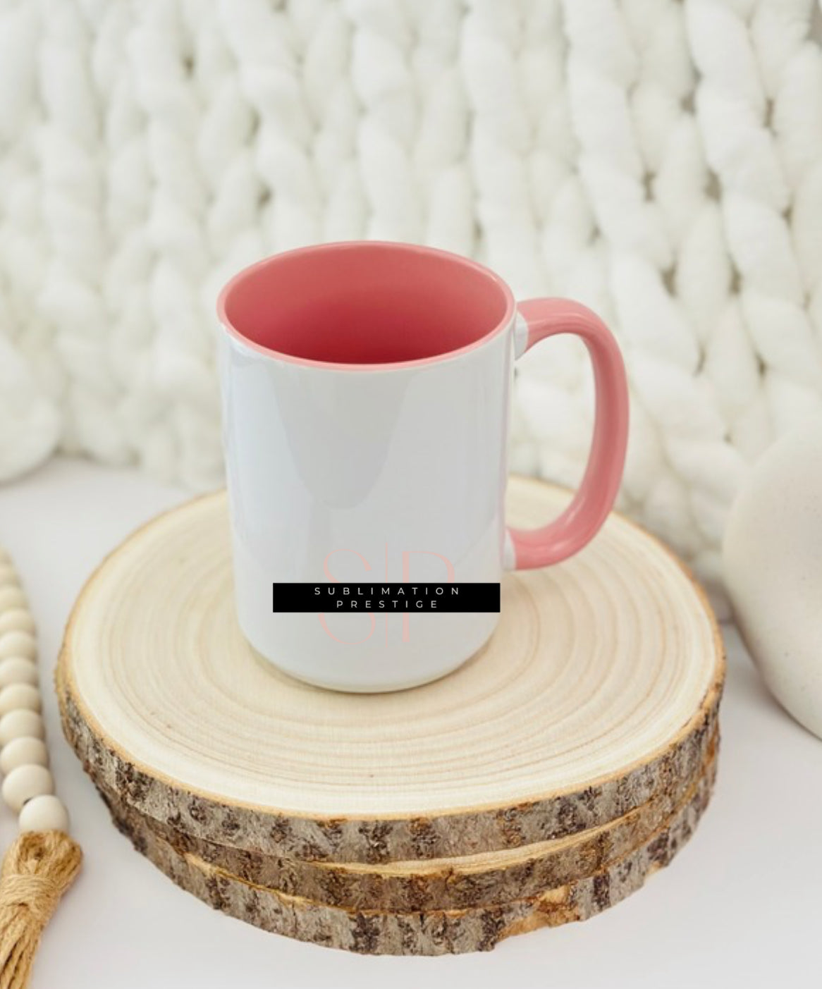 Tasse de céramique intérieur rose 15 onces, pour sublimation.