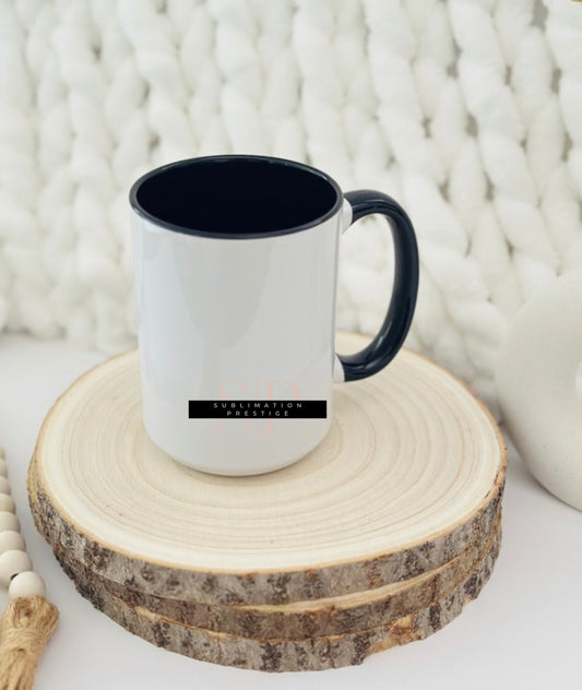 Tasse de céramique intérieur noir 15 onces, pour sublimation.