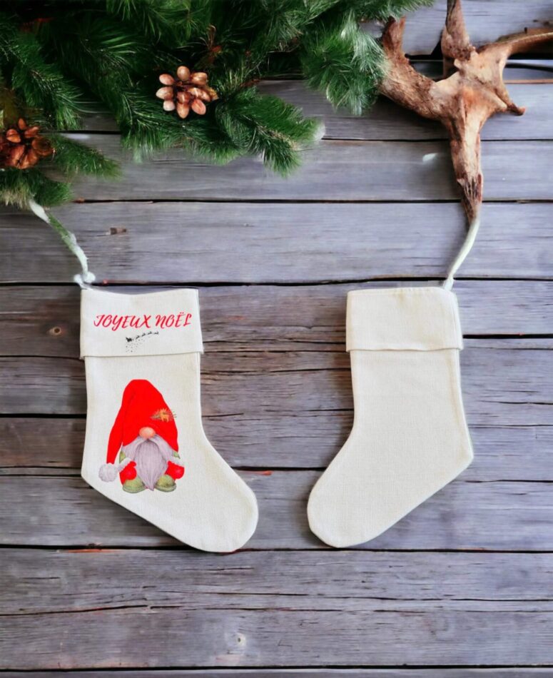 Bas de Noël style lin, pour sublimation.