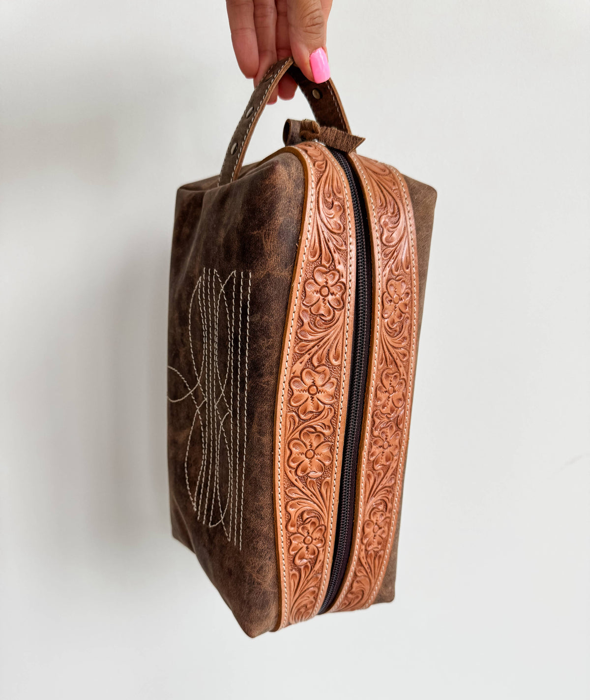 Trousse de toilette en cuir véritable