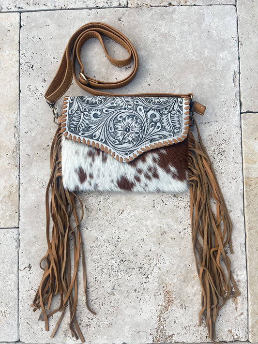 Sac à main bandoulière en véritable cuir de vache et cuir